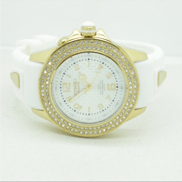 KYBOE! 40mm silver st. steel watch w/ silicone strap and Swarovski crystals - Picture 3 of 5